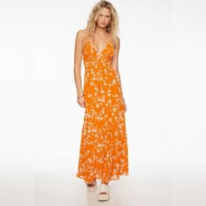 Dynamite Leah Orange Sundress Sleeveless Maxi Size Large NWOT